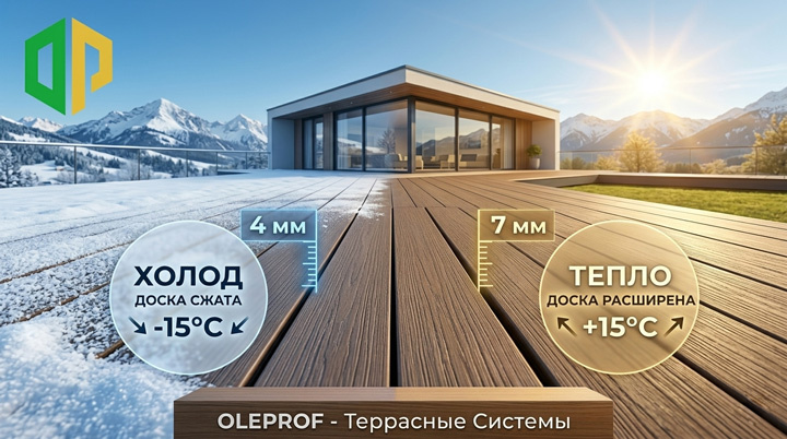 температурное расширение доски ДПК